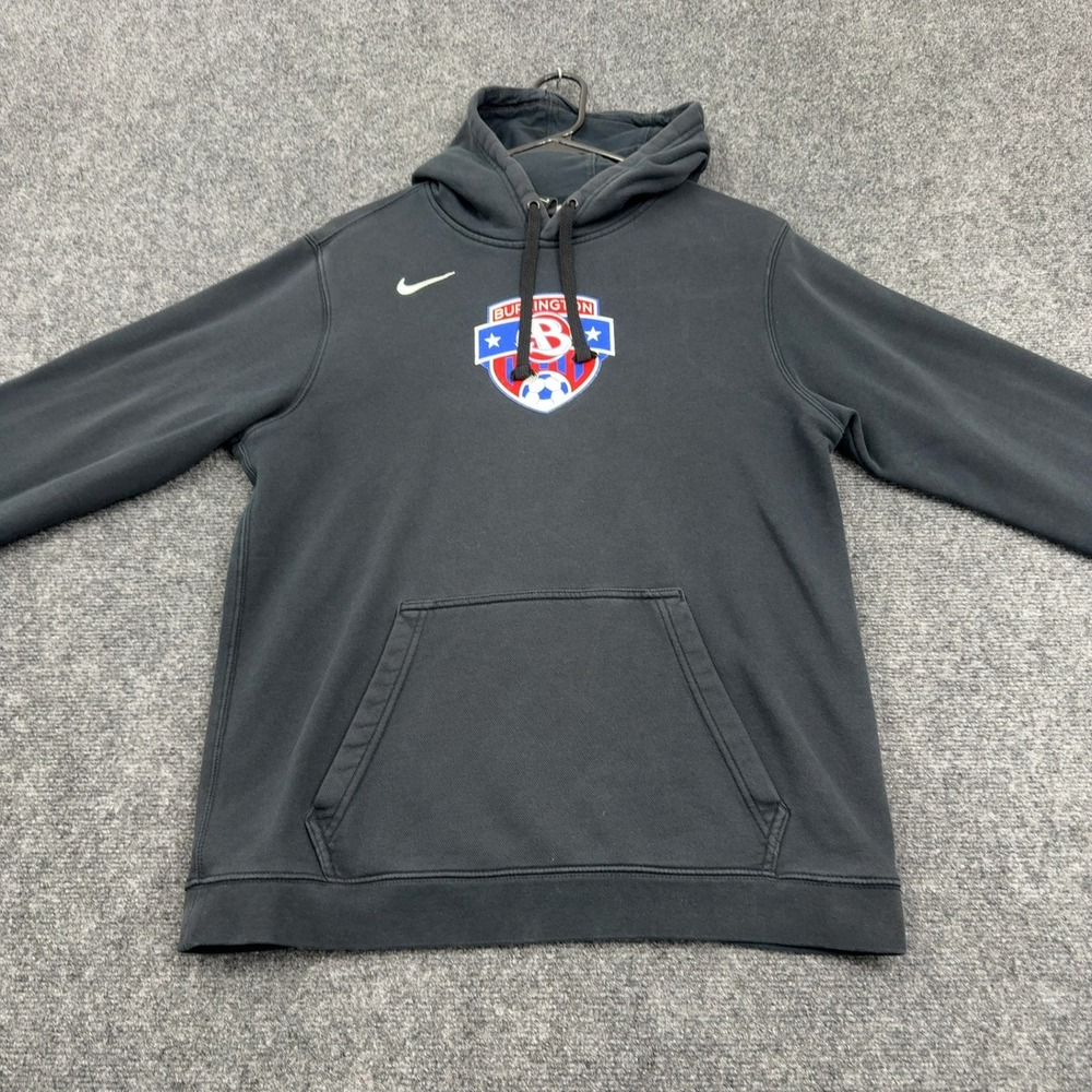 Burlington Soccer Nike Hoodie Men M Black Fleece Pullover Sportswear Athletic
